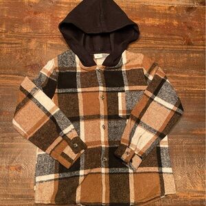 Plaid hooded shirt size 7
